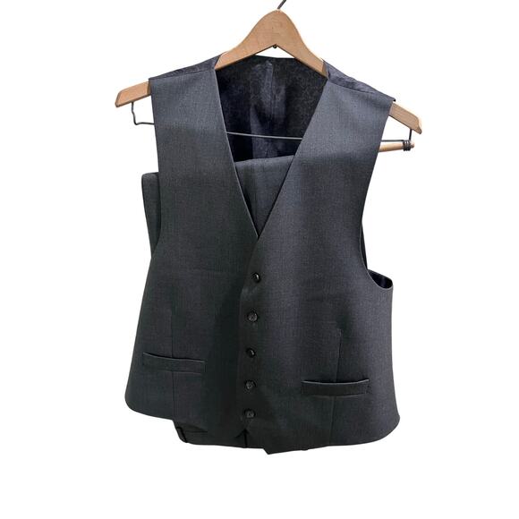 Ralph Lauren 3 Piece Suit 46L Gray Wool Jacket Vest Pants 36x34 Made canda - Picture 2 of 16